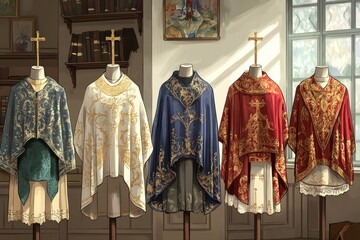 Obraz premium Chasuble Vestment Display Christianity Religion Spiritual Symbol