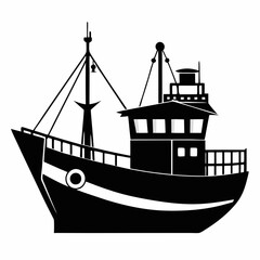 Fishing ship Black silhouette