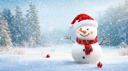 Cheerful Snowman in a Winter Wonderland