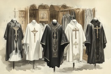 Naklejka premium Chasuble Vestment Display Christianity Religion Spiritual Symbol