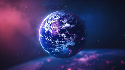 View of Earth from space showcasing with purple and blue hues