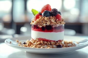 Delicious Parfait with Fresh Berries and Granola