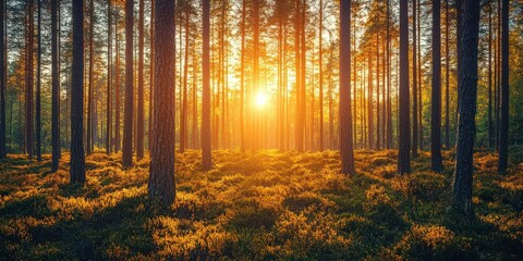 Fototapeta premium Tranquil summer forest with a serene atmosphere