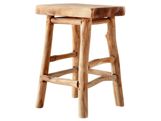 Rustic wooden stool with natural finish, perfect for home decor or bar settings, adding charm and simplicity to any space.