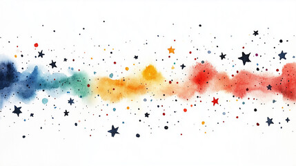 colorful watercolor background with stars and space for text