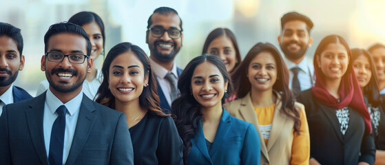 young indian business people team standing together