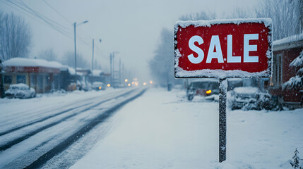 snow covered road sign
