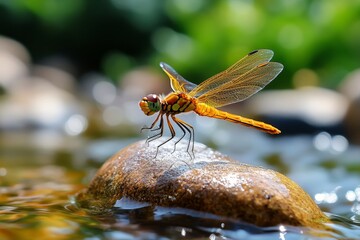 Dragonflies, hovering above streams, swift movements navigate the complexities of flowing water with ease