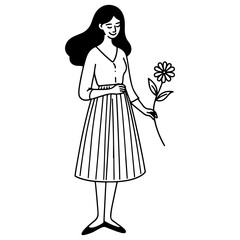 Woman Holding a Flower.