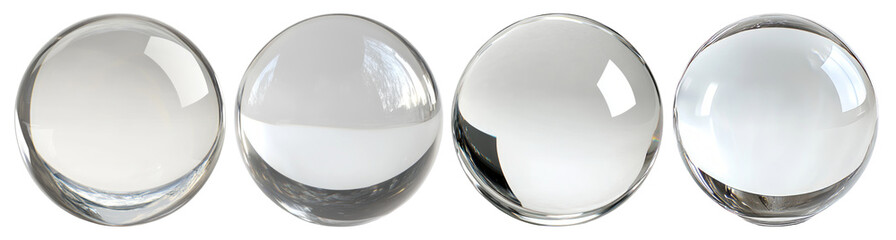 Four Crystal Balls in a Row Against a Black Background