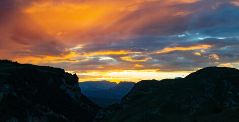 fabulous sunset. Dagestan, Caucasus
