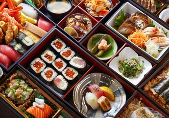 Fototapeta premium Japanese Bento Box with Various Delights