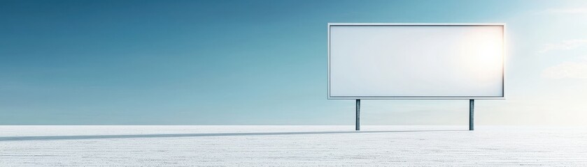 A blank billboard in an open landscape, ideal for advertising or showcasing messages with a clear and serene backdrop.