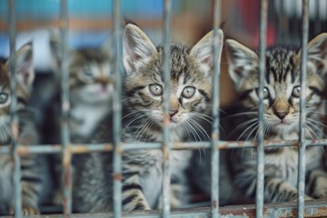 Kitten in Cage: A Look of Innocence