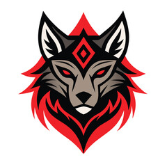 Obraz premium Tribal Wolf Head logo vector illustration for unique designs and branding projects.