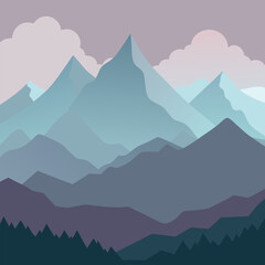  A minimalist illustration of a mountain range with a subtle color gradient, perfect for adding a calming and serene touch to your designs. This simple yet elegant graphic is ideal for backgrounds.