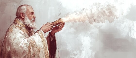 Naklejka premium Censer Incense Offering Various Christianity, Taoism Religion Spiritual Symbol