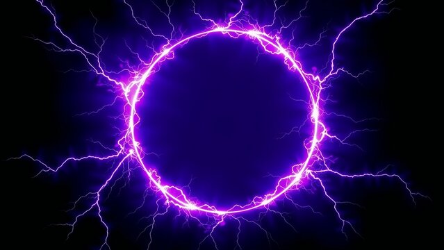 A vibrant purple lightning ring against a black background.