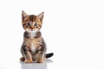 Obraz premium there is a small kitten sitting on a white surface 