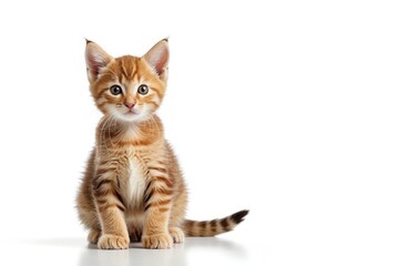 there is a small kitten sitting on a white surface                           