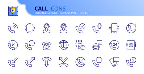 Simple set of outline icons about call