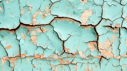Obraz premium Cracked Paint Grunge, a richly textured backdrop featuring layers of peeling paint, evokes a sense of weathered charm and urban decay, perfect for creative projects.