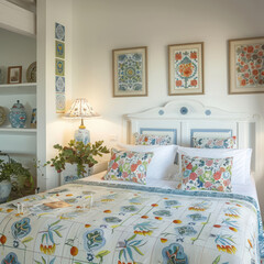 beautiful luxurious bed in bedroom