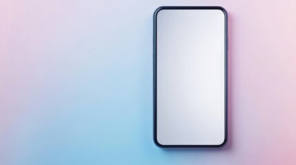 Minimalist smartphone mockup with a blank screen on a gradient background. Ideal for showcasing applications or designs.