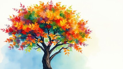 Painting images, human tree, and colorful leaves, tree concept arts 