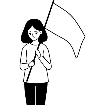 recommend clip art: Sad Woman Holding Blank Flag.