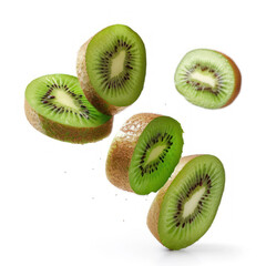 Fototapeta premium kiwi fruit flying on white background