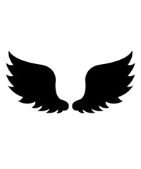 Wings clip art design for T-shirts and apparel, holiday text design on plain white background for card, shirt, hoodie, sweatshirt, apparel, tag, mug, icon, poster or badge