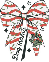 Dog Mama Little Debbie Christmas Tree Cake Pattern Coquette Bow Christmas T shirt Design