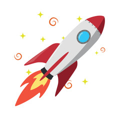 Illustration of flying rocket.