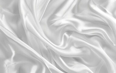 Fototapeta premium White silk fabric with soft folds and smooth texture. Elegant and luxurious textile background.