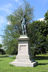 Robert Burns bronze statue on a marble pedestal at Garfield Park in Chicago