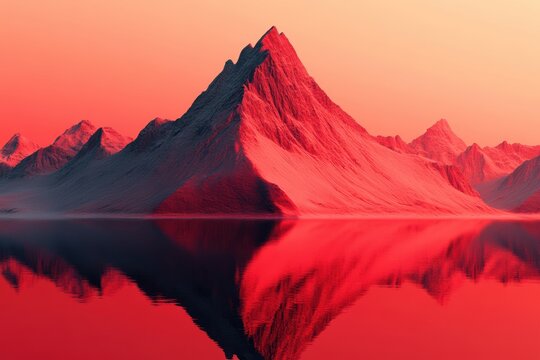 Red mountain abstract background. futuristic. Minimal