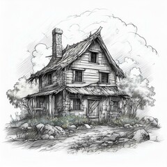 Obraz premium old house sketch