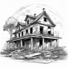 old house sketch