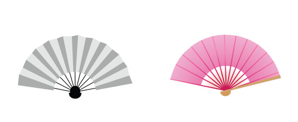 Japanese hand fan vector on white isolated