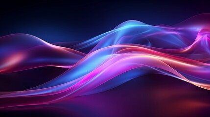 Mysterious Dark Purple Background with Colorful Flowing Light Lines and Gradient Waves, Futuristic Technology Design for Graphic Backgrounds and Wallpaper