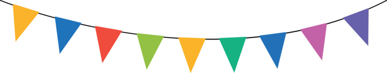 Colorful triangle party flags background, decoration element, Vector illustration, Abstract