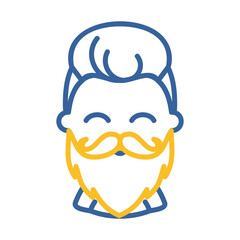 Bearded man's face vector icon. Hipster character