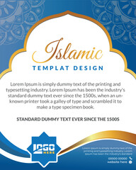 Islamic poster design template and luxury golden Islamic frame