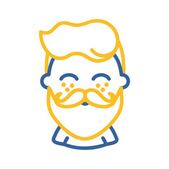 Bearded man's face vector icon. Hipster character