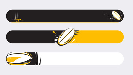 Set of lower third or sport banner design with rugby ball template isolated on white background.
