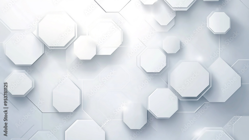 Wall mural sleek and modern hexagon pattern on a white background, perfect for digital banners or scientific pr