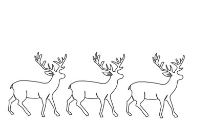 Continuous line drawing abstract deer. Modern one line animal illustration, aesthetic contour. Head of Christmas Santa reindeer for greeting cards, prints, poster, sticker, logo. banner. Vector.