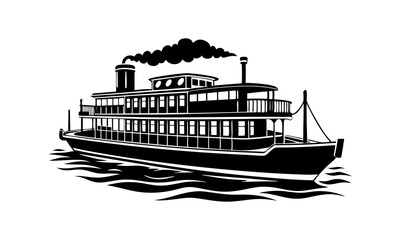 Download Riverboat Silhouette Vector Illustration Svg File For Design.