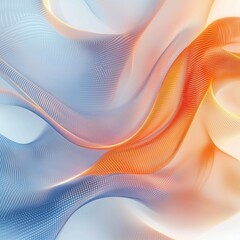 Fototapeta premium Abstract digital background featuring wavy lines and glowing light in dynamic orange and blue hues with a white backdrop.Gradient design symbolizing modern digital technology, as a tech wallpaper